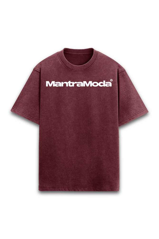 MM Oversized Unisex Maroon Acid Wash T-shirt